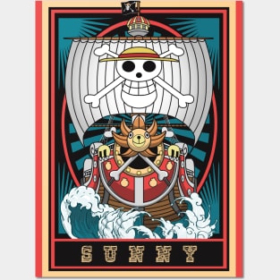 One Piece - Thousand sunny pirates ship Posters and Art